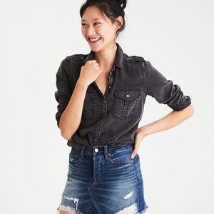 American Eagle Soft Utility Shirt, Size XS, Black